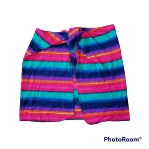 Vintage Cazimi Rainbow Multicolored Sriped Sarong Tie Swim Shirt. Women's M/L